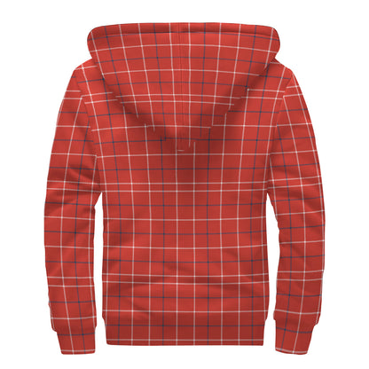 Red Tattersall Pattern Print Sherpa Lined Zip Up Hoodie
