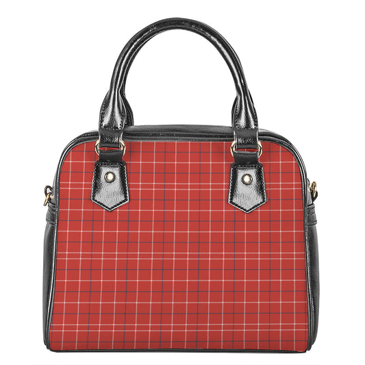 Red Tattersall Pattern Print Shoulder Handbag