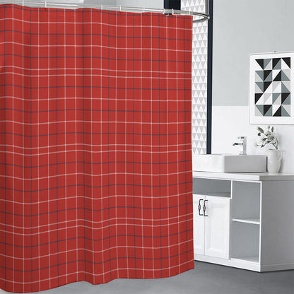 Red Tattersall Pattern Print Shower Curtain