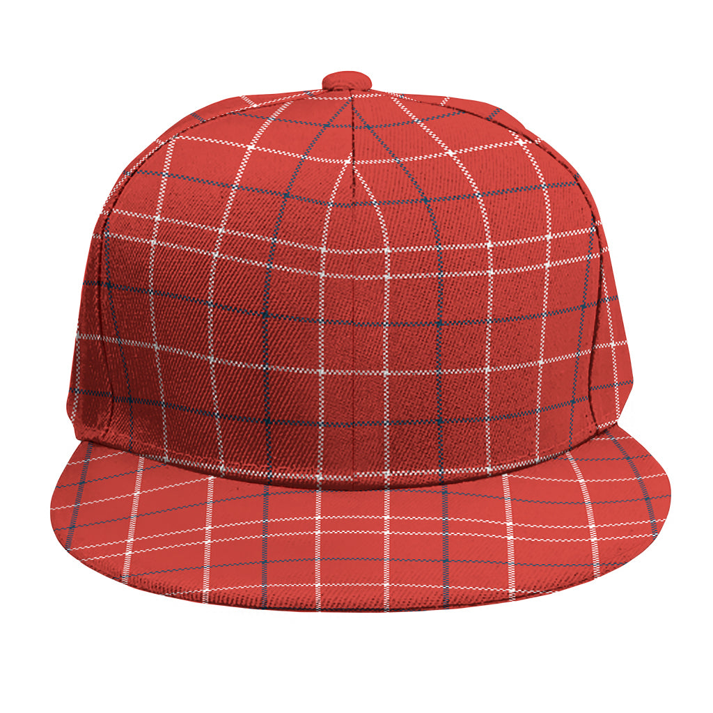 Red Tattersall Pattern Print Snapback Cap