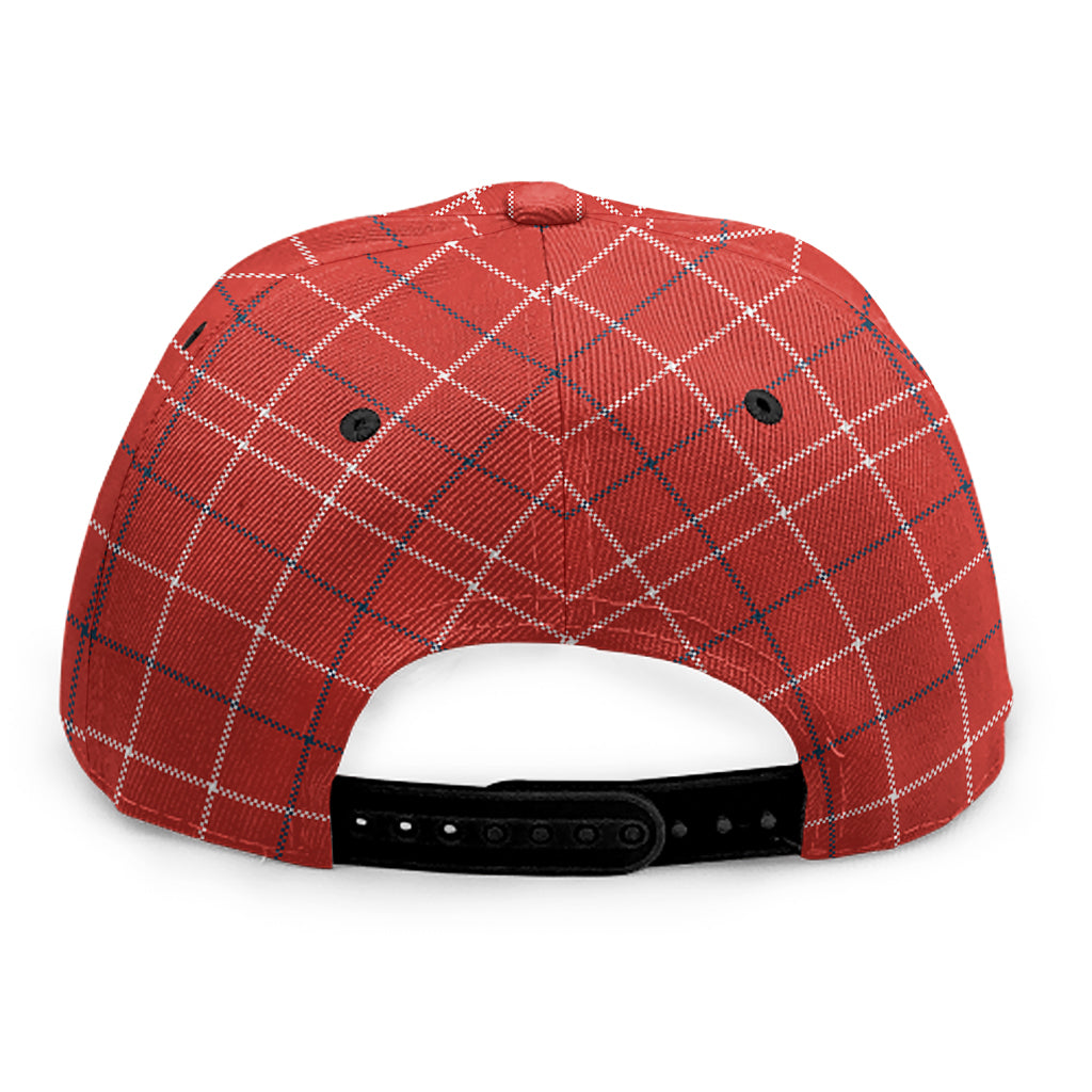 Red Tattersall Pattern Print Snapback Cap
