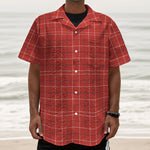 Red Tattersall Pattern Print Textured Short Sleeve Shirt