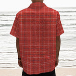 Red Tattersall Pattern Print Textured Short Sleeve Shirt