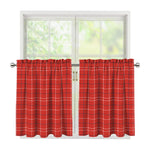 Red Tattersall Pattern Print Tier Curtains