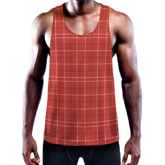 Red Tattersall Pattern Print Training Tank Top