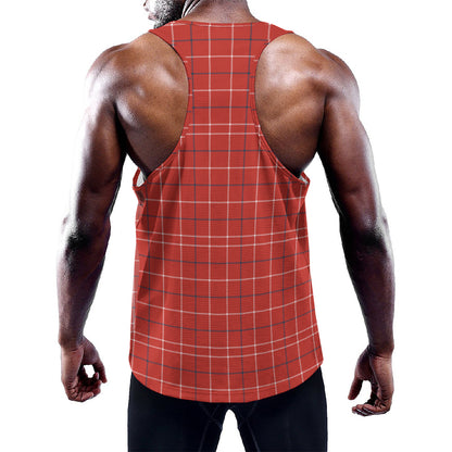 Red Tattersall Pattern Print Training Tank Top