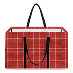 Red Tattersall Pattern Print Utility Tote Bag