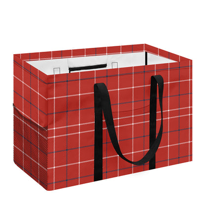 Red Tattersall Pattern Print Utility Tote Bag