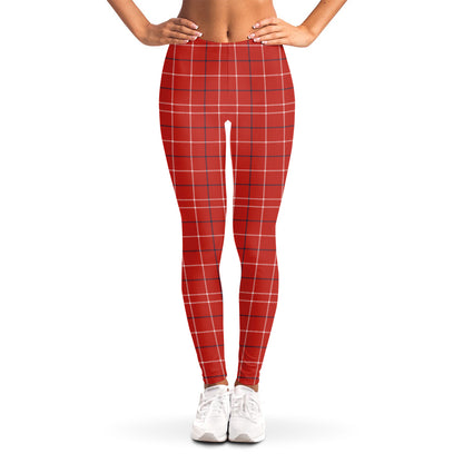 Red Tattersall Pattern Print Women's Leggings