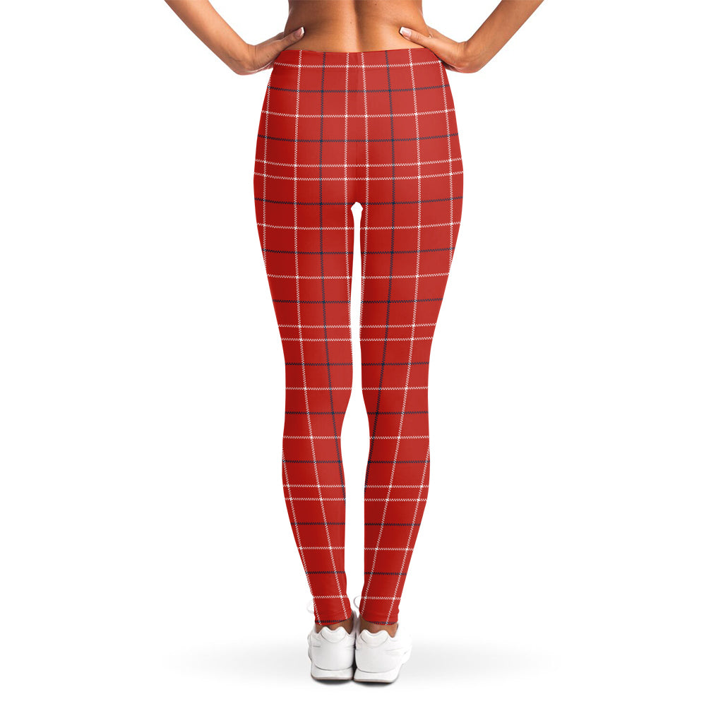 Red Tattersall Pattern Print Women's Leggings
