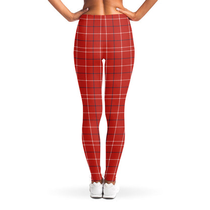 Red Tattersall Pattern Print Women's Leggings