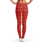 Red Tattersall Pattern Print Women's Leggings