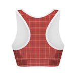 Red Tattersall Pattern Print Women's Sports Bra