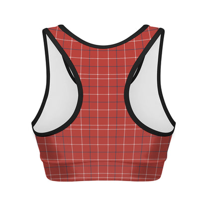 Red Tattersall Pattern Print Women's Sports Bra