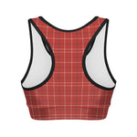 Red Tattersall Pattern Print Women's Sports Bra