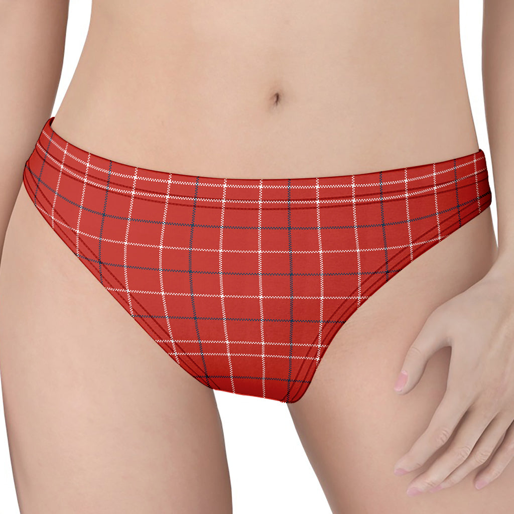Red Tattersall Pattern Print Women's Thong