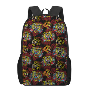 Red Tiger Tattoo Pattern Print 17 Inch Backpack