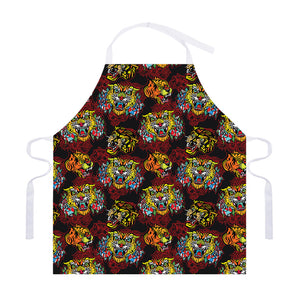 Red Tiger Tattoo Pattern Print Adjustable Apron