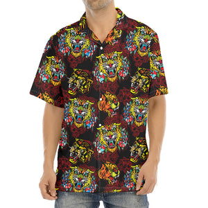 Red Tiger Tattoo Pattern Print Aloha Shirt