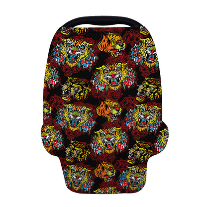 Red Tiger Tattoo Pattern Print Baby Seat Cover