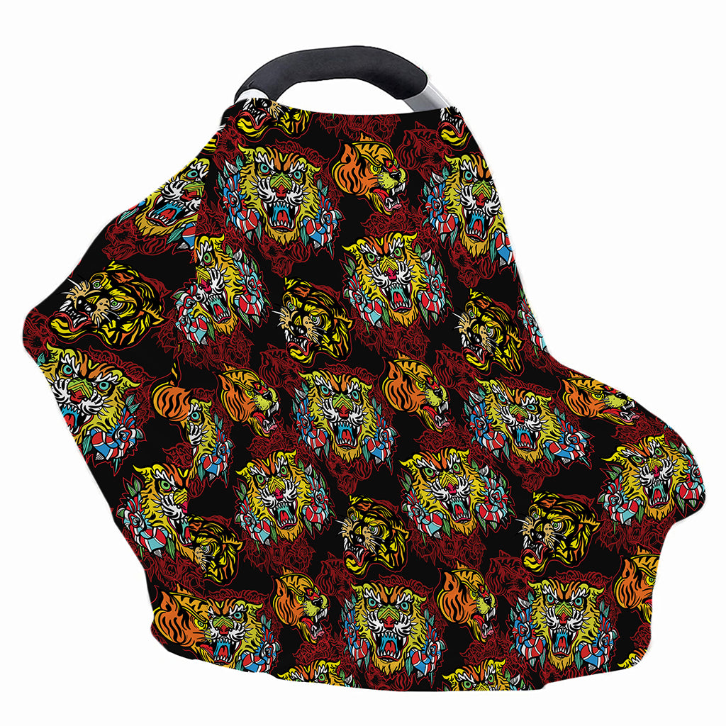 Red Tiger Tattoo Pattern Print Baby Seat Cover