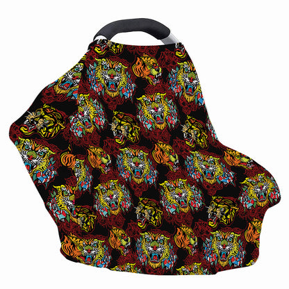 Red Tiger Tattoo Pattern Print Baby Seat Cover