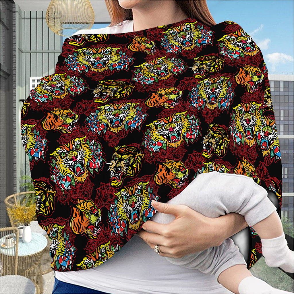 Red Tiger Tattoo Pattern Print Baby Seat Cover