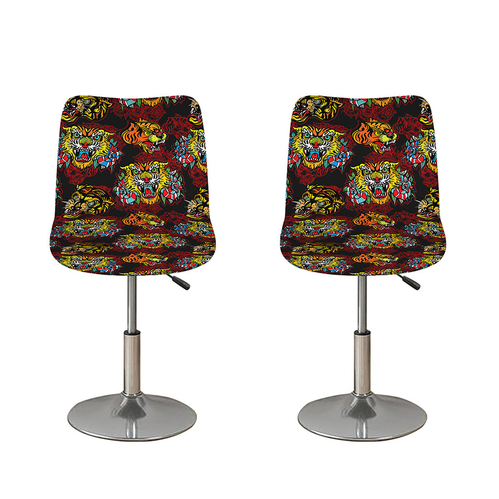 Red Tiger Tattoo Pattern Print Bar Stool Covers