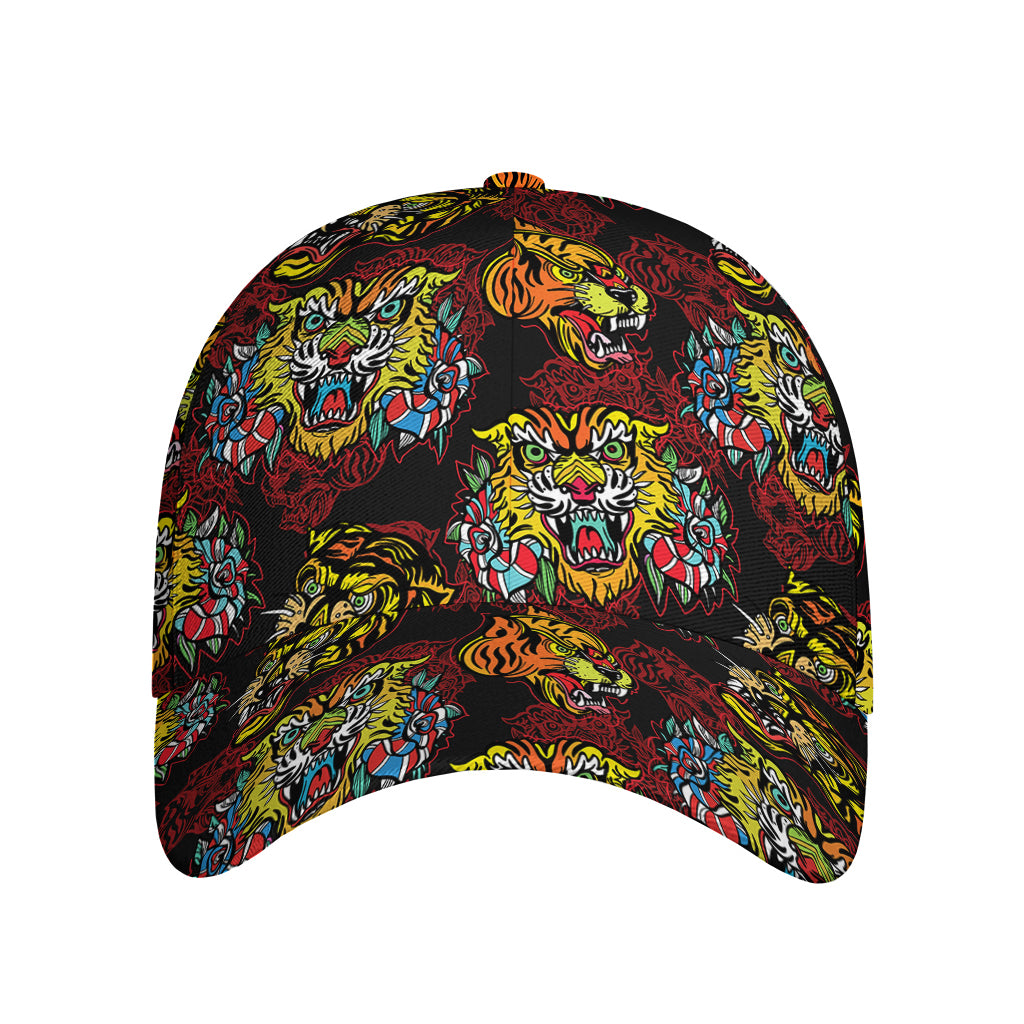 Red Tiger Tattoo Pattern Print Baseball Cap