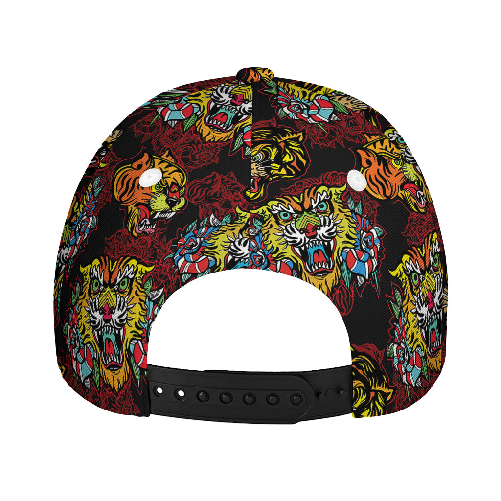 Red Tiger Tattoo Pattern Print Baseball Cap