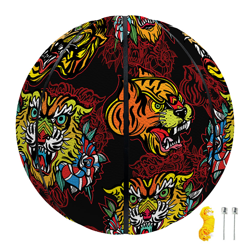 Red Tiger Tattoo Pattern Print Basketball