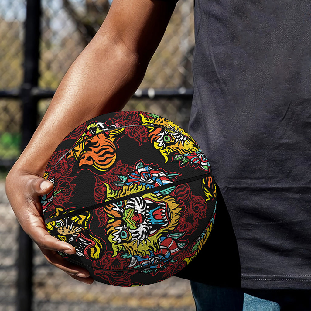 Red Tiger Tattoo Pattern Print Basketball