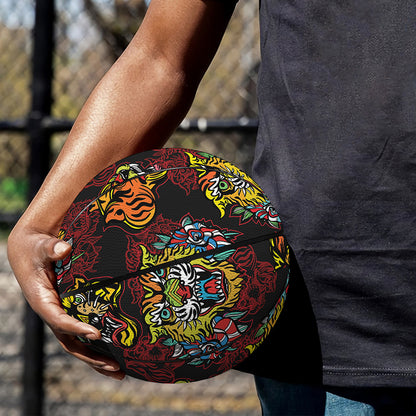 Red Tiger Tattoo Pattern Print Basketball