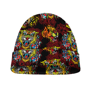 Red Tiger Tattoo Pattern Print Beanie