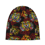 Red Tiger Tattoo Pattern Print Beanie