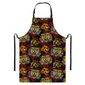 Red Tiger Tattoo Pattern Print Bib Apron With Pocket