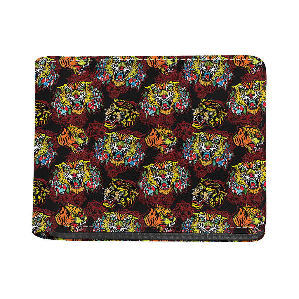 Red Tiger Tattoo Pattern Print Bifold Wallet