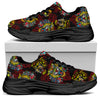 Red Tiger Tattoo Pattern Print Black Chunky Shoes