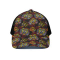 Red Tiger Tattoo Pattern Print Black Mesh Trucker Hat