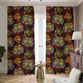 Red Tiger Tattoo Pattern Print Dimout Pencil Pleat Curtains