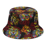 Red Tiger Tattoo Pattern Print Bucket Hat