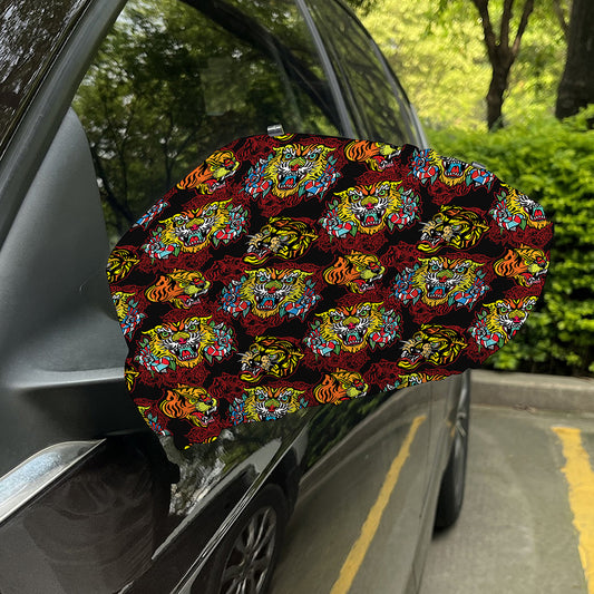 Red Tiger Tattoo Pattern Print Car Side Mirror Covers