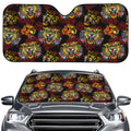 Red Tiger Tattoo Pattern Print Car Windshield Sun Shade