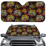 Red Tiger Tattoo Pattern Print Car Windshield Sun Shade