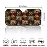 Red Tiger Tattoo Pattern Print Car Windshield Sun Shade