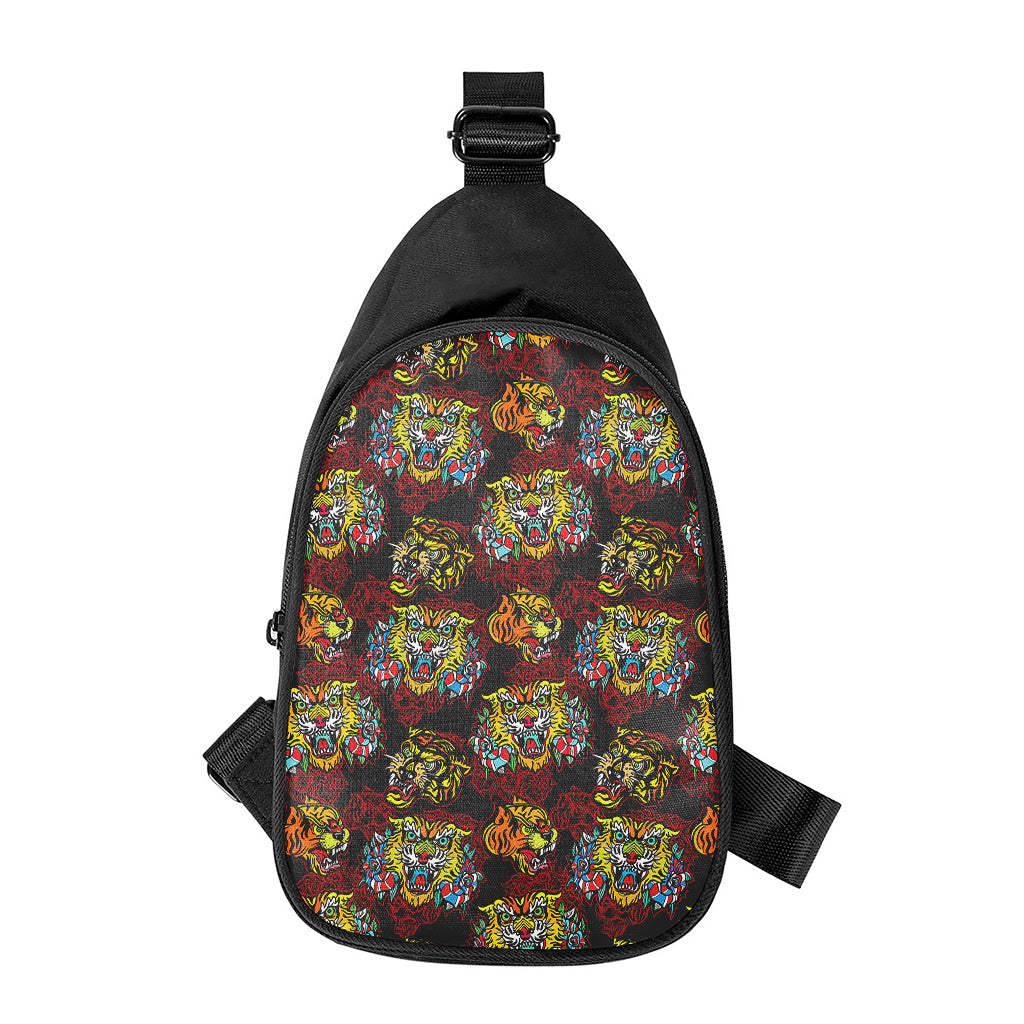 Red Tiger Tattoo Pattern Print Chest Bag