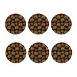 Red Tiger Tattoo Pattern Print Coaster Set