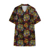 Red Tiger Tattoo Pattern Print Cotton Hawaiian Shirt