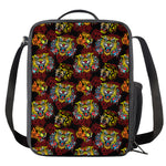 Red Tiger Tattoo Pattern Print Crossbody Lunch Bag
