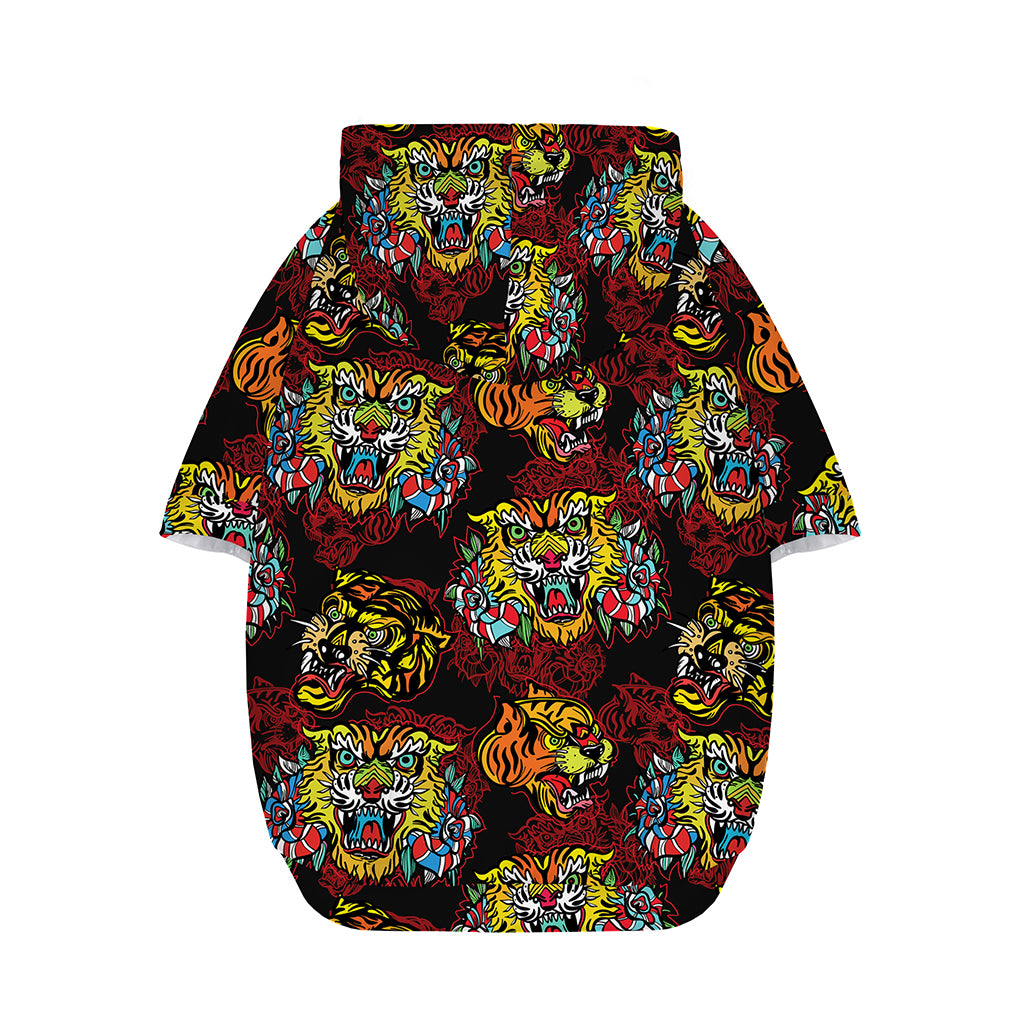 Red Tiger Tattoo Pattern Print Dog Zip Up Hoodie